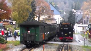 Zugkreuzung im Bahnhof Neudorf - Fichtelbergbahn