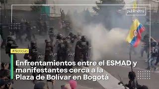 Enfrentamientos entre el ESMAD y manifestantes que apoyaban a Gustavo Petro en Bogotá