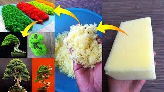 How to make realistic artificial mossgrass using sponge foam  Homemade green grassmoss DIY