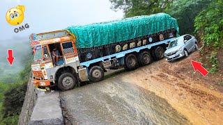Lorry Videos  Dare Drive On Dangerous Ghat Down Turns  Ghat Trucks  Truck Videos  Trucks In Mud