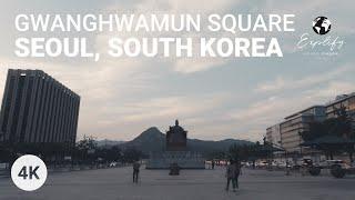 Gwanghwamun Square Seoul South Korea Walking Tour in 4K 60FPS - ASMR Binaural sounds