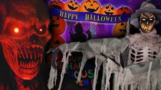 HALLOWEEN 2021 INSANE YARD HAUNT  HUNTERS HAUNTED HOUSE with SPIRIT ANIMATRONICS and INFLATABLES 