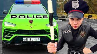 Mr. Joe on Lamborghini VS Police Girl on Police Car Caught Criminal & found Car Keys for Kids