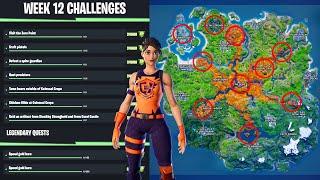 ALL WEEK 12 CHALLENGES Raid an Artifact Hunt Predators and Spend Gold Bars Fortnite Season 6