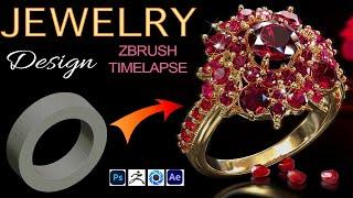 Red Ruby Ring Jewelry Design  ZBrush timelapse Aleksandr Platonychev