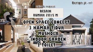 Desain rumah 7x15 meter 3 kamar tidur mushola dan 2 toilet