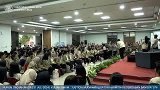 Kuliah Umum Justicia Muda Katalisator Harmoni Kecerdasan Bangsa  Prof Mahfud MD  Fak. Hukum UGM