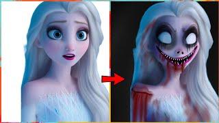 Disney Princess Elsa Frozen horror transformation  Creepy cartoon  Halloween 