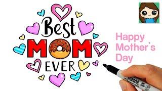 How to Draw Best Mom Ever Hearts ️ Easy Mothers Day Art