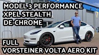 Telsa Model 3 Performance Full Vorsteiner Volta Aero Bodykit Xpel Stealth Chrome Delete 4K