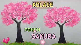 Trik Mudah membuat Kolase Pohon Sakura  how to make cherry blossom collage