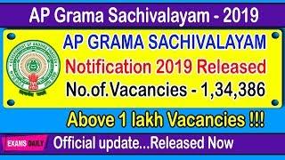 AP Grama Sanchivalayam Notification 2019  Recruitment 2019 II Above 1 Lakh Vacancies