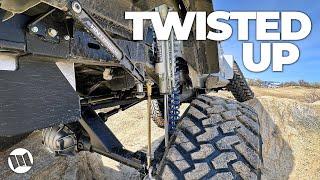 Twisting Up EVO Trailing Arms on the Rocks to Test for Flex and Check our Antirock Swaybar Fix