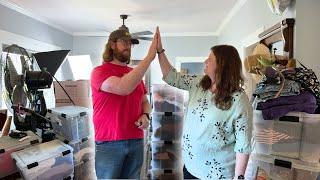 couple LETS CLUTTER GO to create COZY HOME for future family  