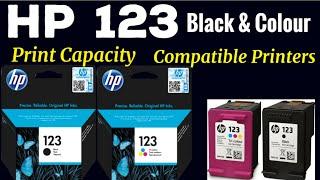 HP 123 Black & Colour Ink Cartridge  Print Capacity  Compatible Printer Models