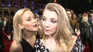 Oops Jennifer Lawrence Accidently Kisses Her Hunger Games Co-Star Natalie Dormer