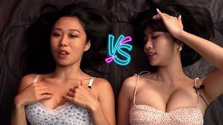 一般胸部vs隆乳假奶實測  平躺測試