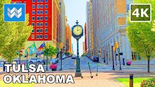 4K Downtown Tulsa Oklahoma USA - Virtual Walking Tour & Travel Guide  Binaural City Sounds