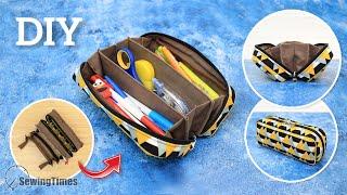 DIY Tray Pencil Case  3 Compartments Pouch Bag Tutorial sewingtimes