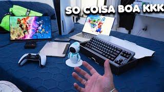 Meu setup gamer portátil de viagens - Vlog gamer