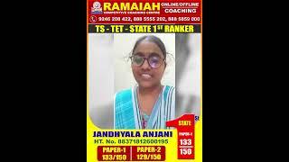 TS - TET - STATE 1 ST RANKER - JANDHYALA ANJANI -PAPER-1- 133150  PAPER-2 -129150