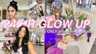 How to GLOW UP in 24 hrs using ONLY affordable products *at home* everything shower lashes & more