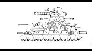 How To Draw Cartoon Tank Monster Hybrid Arta Ratte-44  HomeAnimations - Cartoons About Tanks