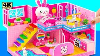 Making Pink Bunny House from Clay & Unboxing Cute Pink Rabbit Kitchen Playset ️ DIY Miniature House