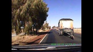 Dash Cam Close Call after Trailer separates from Truck - Bennette Spring - WA