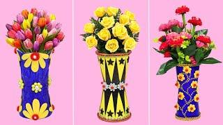 3 Amazing Flower Vase Ideas From Waste Materials  Disposal Glass Craft Ideas  Best Out Of Waste 
