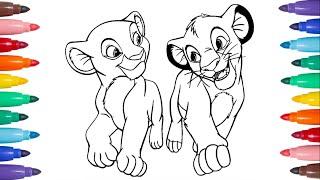 LION KING COLORING PAGES - COLORING PUMA AND NALA