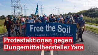 Protestaktionen gegen Düngemittelhersteller Yara