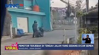 Pemotor di Bandung Terjebak di Tengah Jalan yang Sedang Dicor Semen - LIS 0407