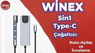 Winex 5in1 Type-C to HDMI 2xUsbA 3.0 Ethernet Hub Port 100W Adaptör inceleme