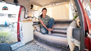 Solo Female Vanlife in Ford Connect Micro Home — Roomy Daytime Setup