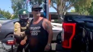 Santa Clarita protest - Trump supporter attacks peaceful protesters