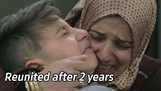 Syrian refugee child reunited with his parents.