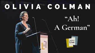 Olivia Colman reads a letter from Queen Elizabeth the Queen Mother