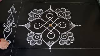 simple rangoli  daily use rangoli  5×1dots  simple kolam  rangoli design  daily muggulu