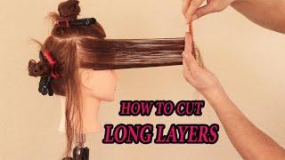 How to cut long layers haircut easy tutorial step by step for beginners cutting long hair #layers