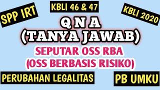 Q N A Tanya Jawab Seputar Permasalahan OSS RBA