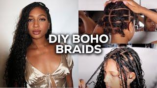 How To Do Boho Knotless Braids On Yourself  DETAILED Parting Step-By-Step  Beginner Friendly