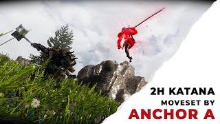 Skyrim SE Combat Gameplay 2H Katana Moveset from Anchor MCO Animation Package SE  Anchor A