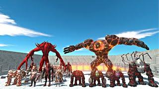 Infernals Army vs Dark Lava Golem Evolution in Lava Stadium Arena - Animal Revolt Battle Simulator