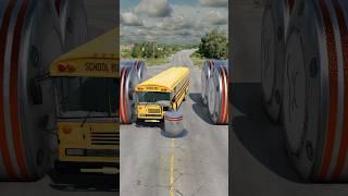 Large Container Truck & School Bus vs Bollards crash #shorts #beamngdrive #shortsvideo