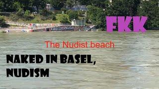 A Nudist Beach in Basel. Naked on the River in Basle Switzerland.
