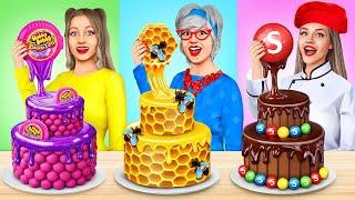 Me vs Grandma Cooking Challenge Cake Decorating Cooking 24 Hours by MEGA GAME