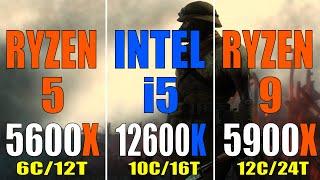 RYZEN 5 5600X vs INTEL i5 12600K vs RYZEN 9 5900X  PC GAMES BENCHMARK TEST 