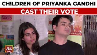 LS Polls Phase 6 Raihan Rajiv Vadra And Miraya Vadra Children Of Priyanka Gandhi Cast Their Vote