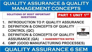 Quality Control QC  Quality Assurance QA  GMP  Quality Assurance 6th semester  Carewell P